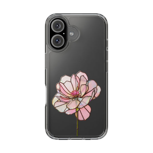 Stained Glass Pink Peony Clear Phone Case