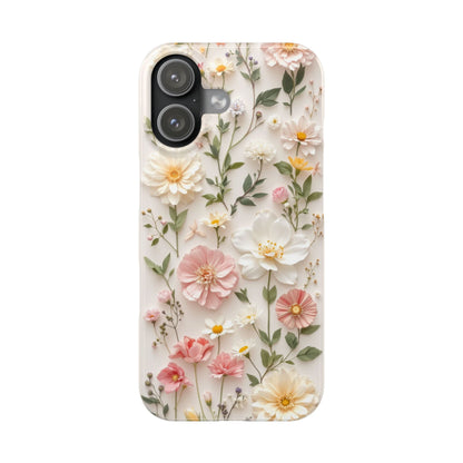 Millie | Cream Floral iPhone Case – Minimal Botanical Slim Design with Wireless Charging