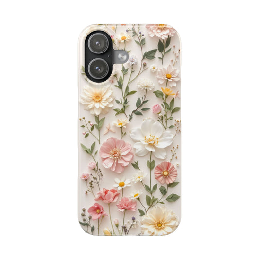 Millie | Cream Floral iPhone Case – Minimal Botanical Slim Design with Wireless Charging